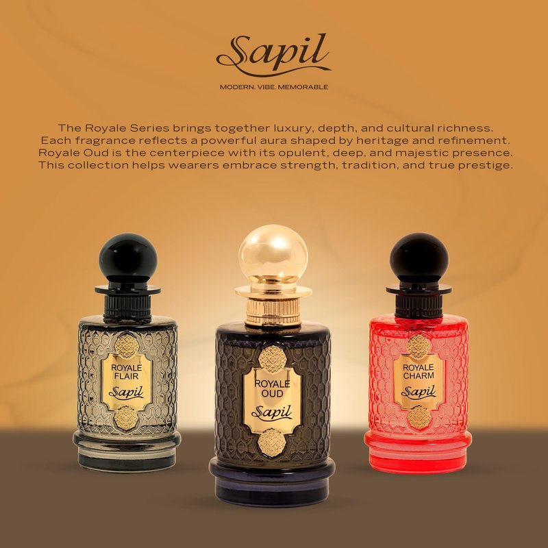 Sapil Royale Oud Eau de Parfum – Long Lasting Unisex Oud Perfume | Saffron, Oud & Patchouli Notes | Rich Royal Signature Fragrance | 3.4 oz / 100ml
