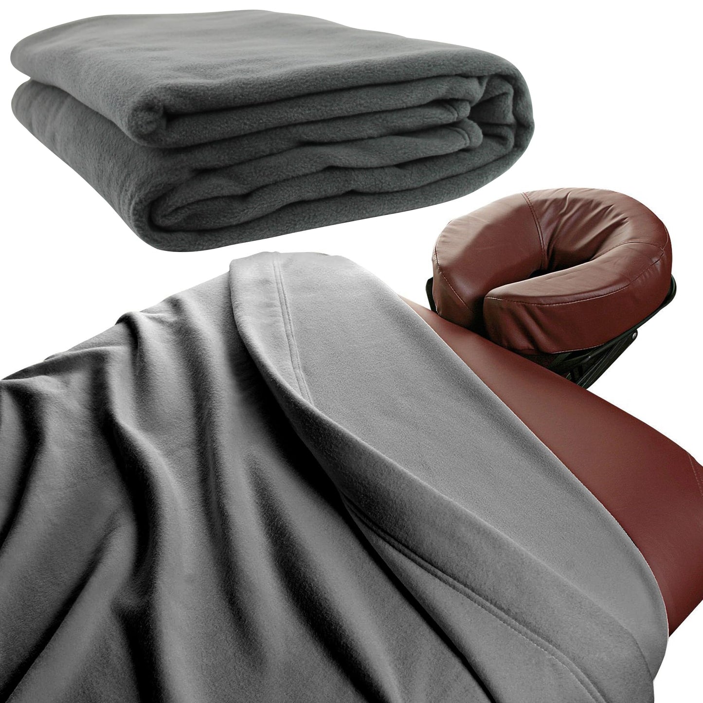 NRG Polar Fleece Blankets Fleece Massage Table Blanket - 60" x 86" - Grey - Ultra Soft, Warm & Comfortable - Lightweight Blanket Perfect for Most Massage Tables - Machine Washable