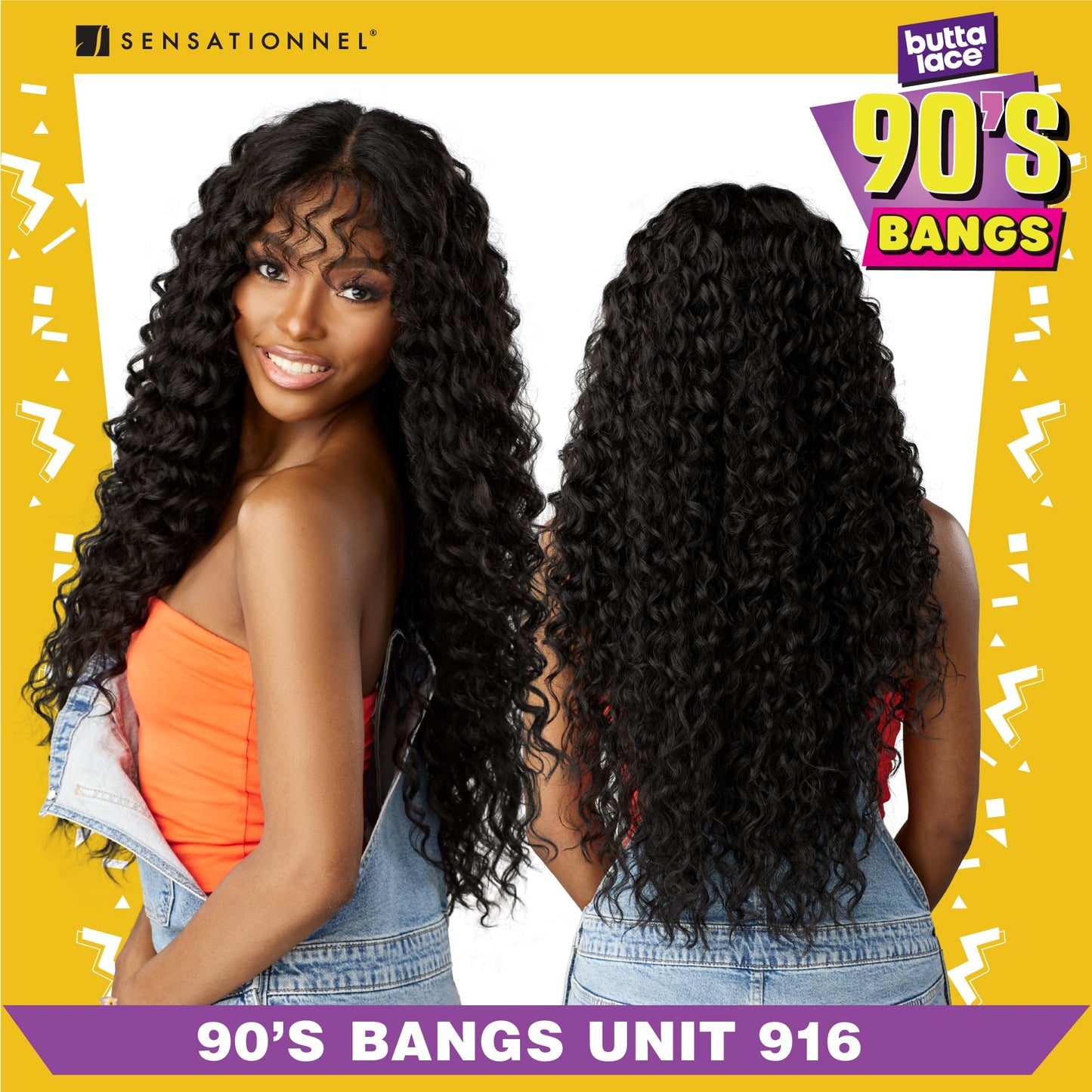 Sensationnel Butta Lace 90Sbangs Wigs - Unit 916 Glueless Wide Deep Center Part Synthetic Preplucked Hairline (BALAYAGECOPPER)