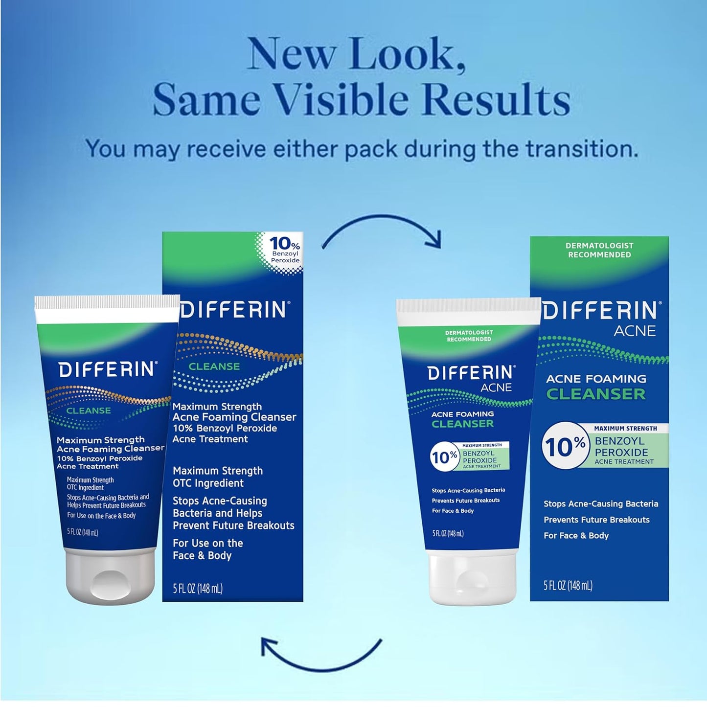 Differin Acne Face Wash - 10% Benzoyl Peroxide Foaming Cleanser | Fast-Acting Acne Treatment, 5 oz.