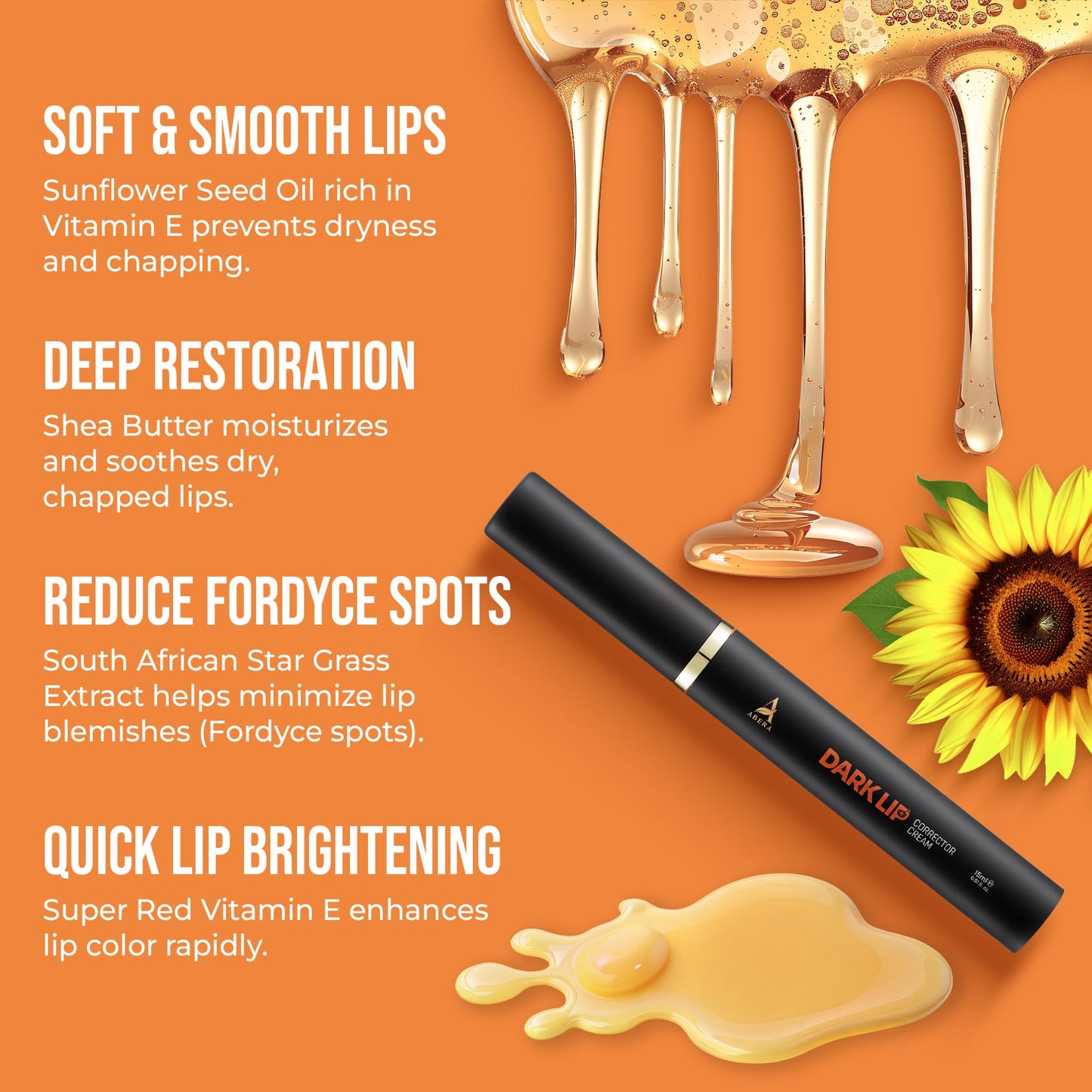 ABERA Dark Lips Corrector Cream, Lip Lightening For Dark Lips For Men & Women, Fordyce Spot Remover, Moisturizing Lip Plumper with Shea Butter