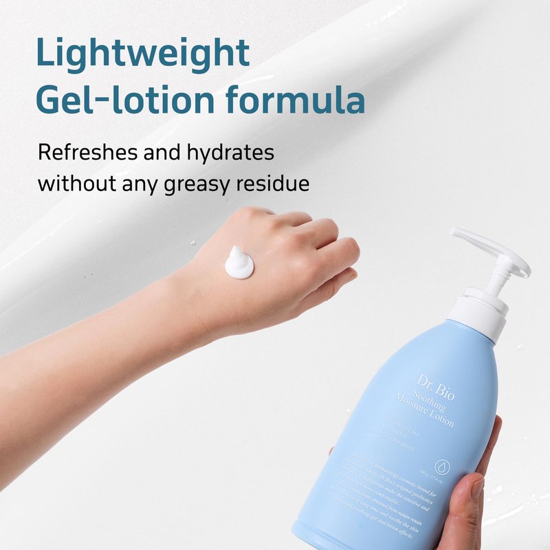 Dr.Bio Soothing Moisture Lotion, Hydrating, Lightweight Korean Body Lotion for Sensitive Skin & Dry Skin, Fragrance-Free, Immediate Moisturizing and Quick Absorbing, Non-greasy Texture, Vegan