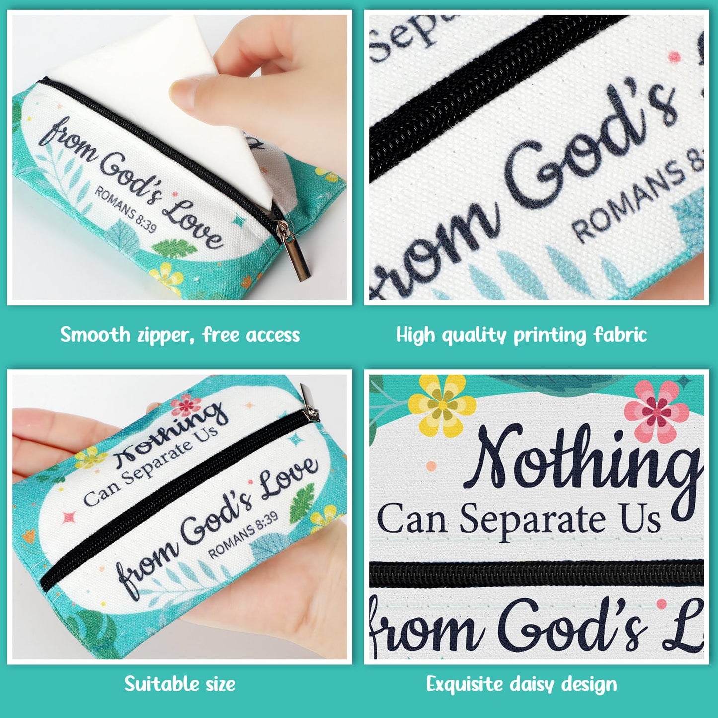 Zhanmai 20 Pcs Christian Inspirational Bible Verse Floral Tissue Holders Bulk Reusable Travel Pouch Church Mothers Day Gifts for Women Christian Employee Appreciation Gifts Bulk Secretary's Day