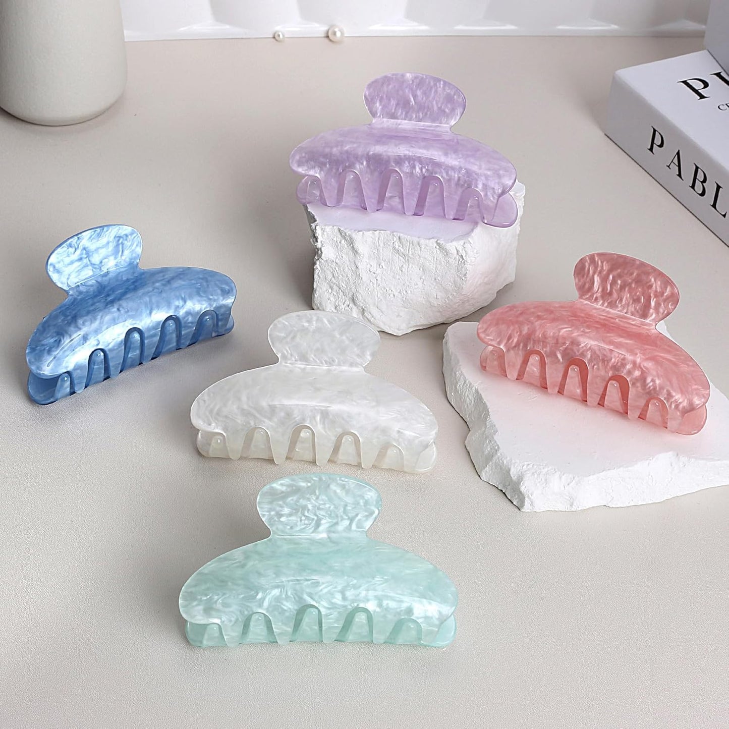 Hair Claw Clips - 10Pcs Medium Non-Slip Clips for Thick/Thin Hair | Strong Hold Styling Accessories for Women & Girls