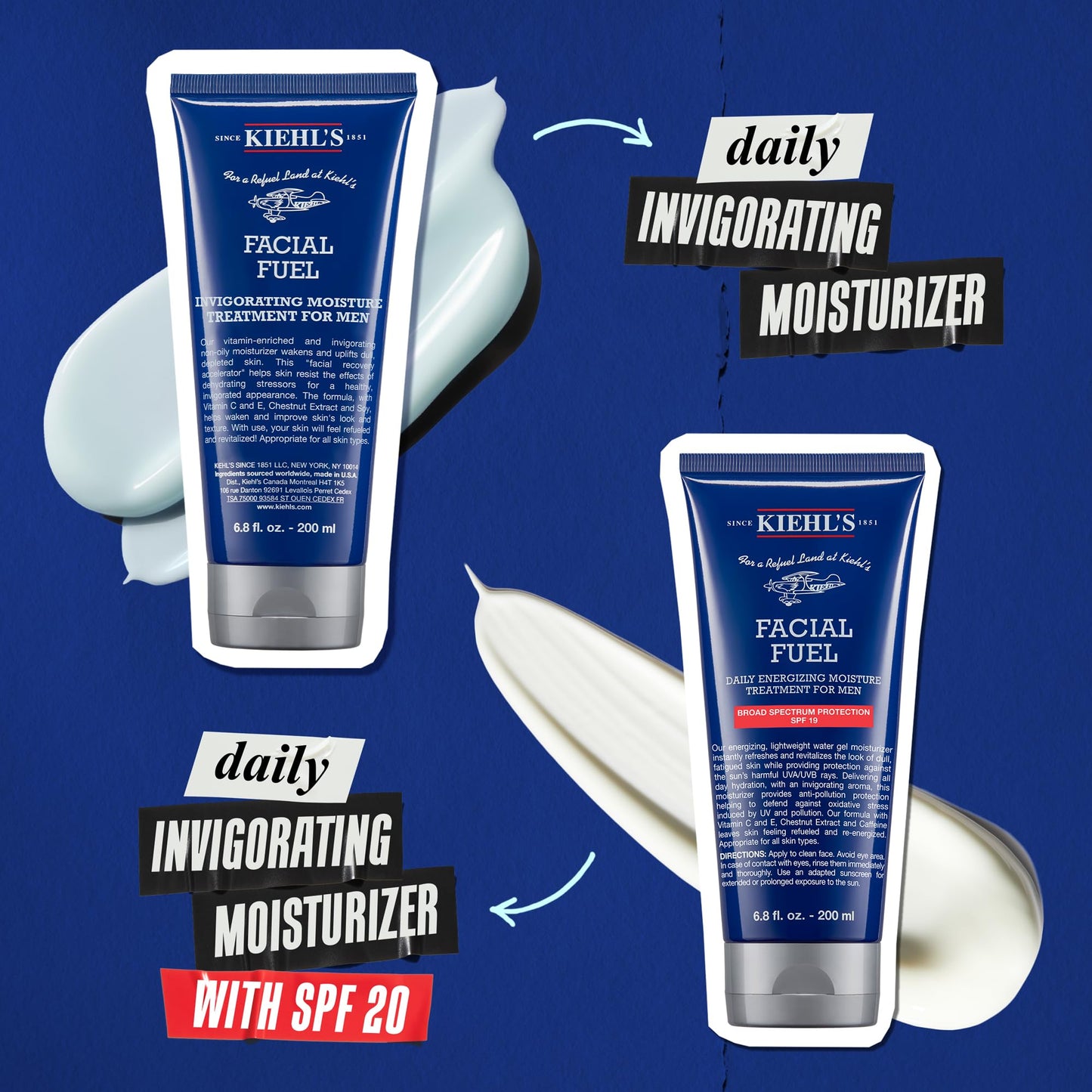 Kiehl's Facial Fuel Moisturizer, Men's Face Cream, with Vitamin C and Caffeine that Contain Antioxidants to Help Energize and Reduce Dullness, Non-Greasy, Paraben, and Sulfate Free - 6.8 fl oz
