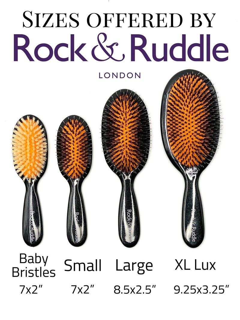 Rock & Ruddle Natural Mixed Boar Bristle Hair Brush for Women, Kids (Small/Travel Size, 17.5cm) - Perfect for Wet or Dry Hair, Detangling Smoothing Blowdrying - Made in UK - Miss Daisy Union Jack