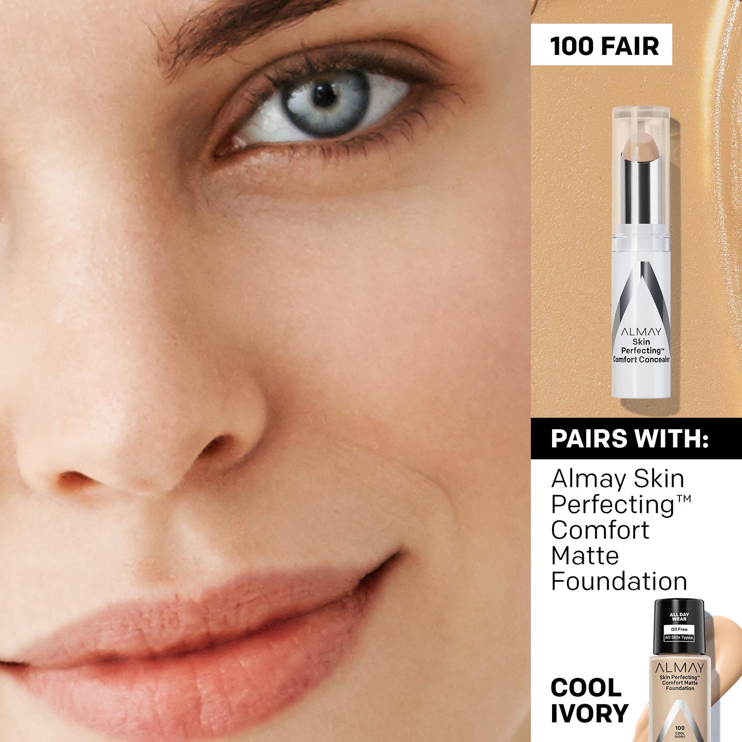 Almay Skin Perfecting Comfort Concealer, Hypoallergenic, Cruelty Free, Fragrance Free, Dermatologist Tested, Fair (Pack of 4)