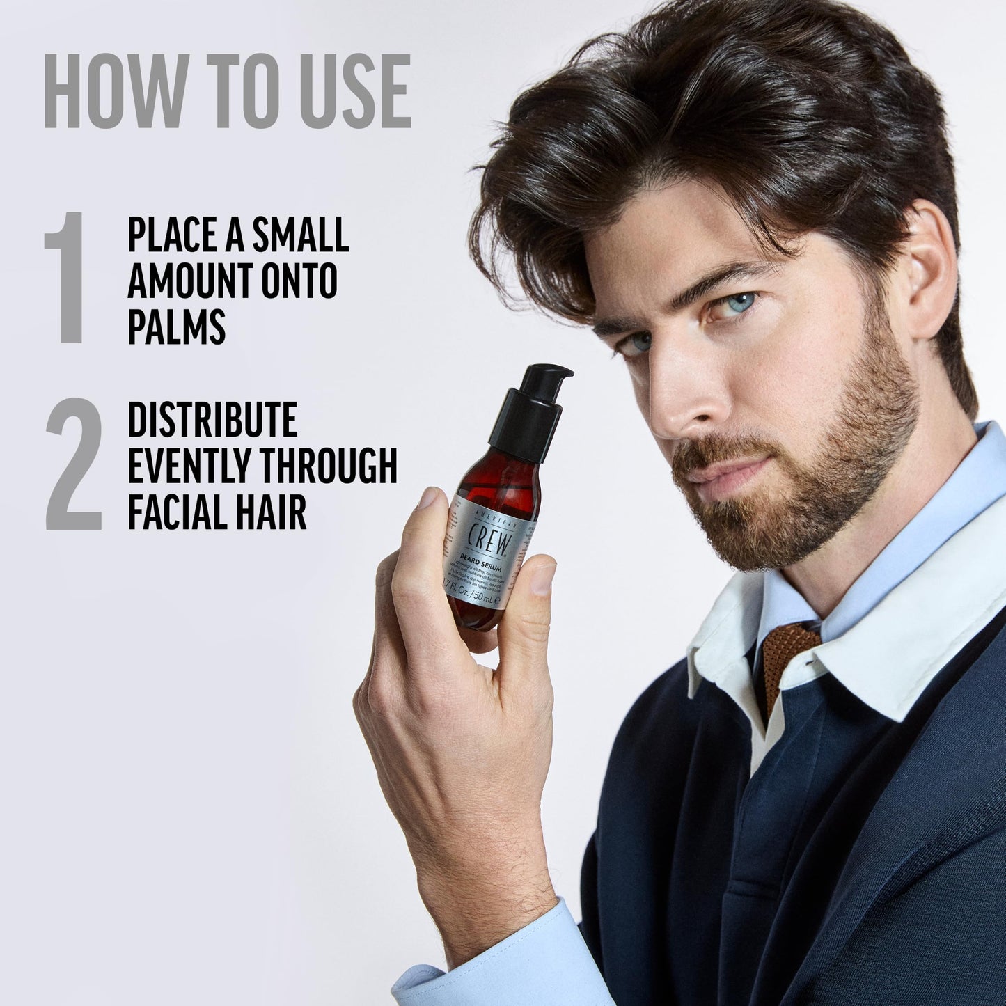 American Crew Men's Beard Serum, Conditioning Oil Blend for Softness & Shine, Nourishing & Smoothing, 1.7 Fl Oz