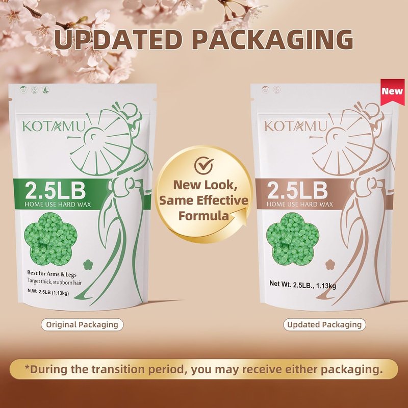 KOTAMU Waxing Beads - 2.5lb Hard Wax Beads for Hair Removal | Aloe Vera Wax Beans for Sensitive Skin, Ideal for Home & Salon Use