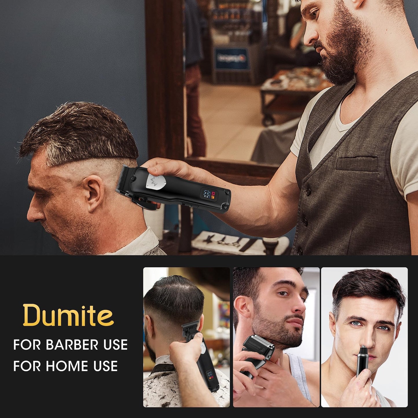 Dumite Professional Hair Clippers for Man,Electric Shavers Razor T-Blade Hair Trimmer, Men’s Grooming Kit Cordless Barber Trimmer Bald Shavers with 4 Guides & 3 Foil Head (Bronze)