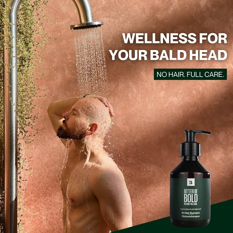 BETTER BE BOLD Nourishing No Hair Shampoo, Gentle Cleansing for Bald Heads, pH-Neutral, Soothes irritated Scalp, Almond Oil & Aloe Vera, Made in Germany, 6.76 Fl Oz