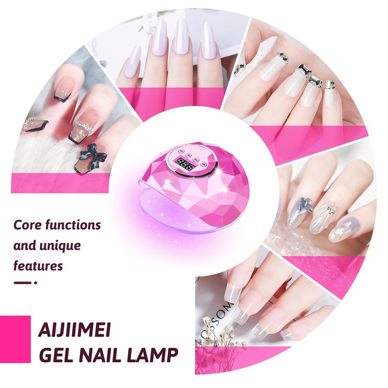 AIJIMEI UV LED Nail Lamp Nail Dryer Nail dryers for Gel and Regular Polish 86W Fast Drying Gel Polish Adjustable 4 Time Presets Smart Sensor (Pink)