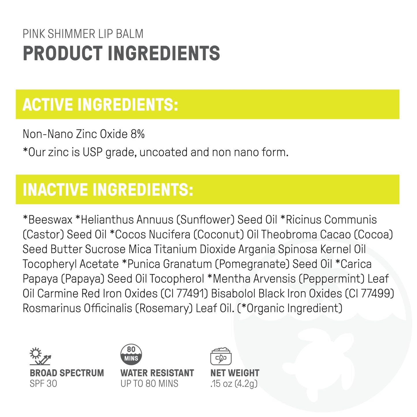 Raw Elements Organic Pink Lip Shimmer Zinc Oxide SPF 30+, 0.15 oz (Pack of 3)