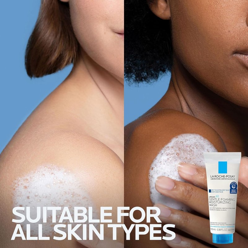 La Roche-Posay Lipikar AP+ Gentle Foaming Body Wash - Moisturizing Formula with Shea Butter & Niacinamide for Dry Skin | Eczema-Friendly
