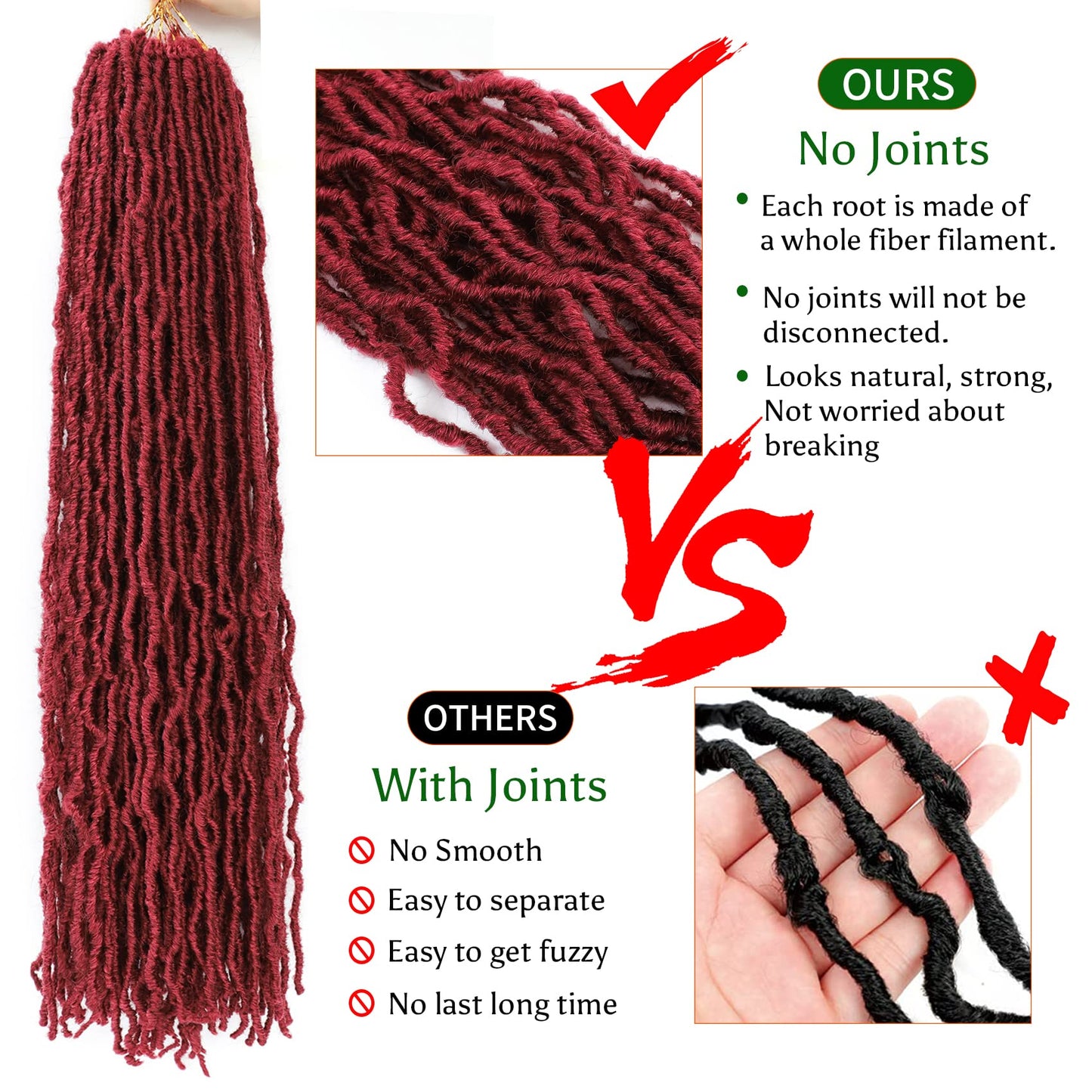 Karida Faux Locs Crochet Hair 36 Inches, New Soft Locs Crochet Hair 3 Packs, Crochet Faux Locs Hair Pre Looped Crochet Hair for Black Women (36 Inch (Pack of 3), BUG#)