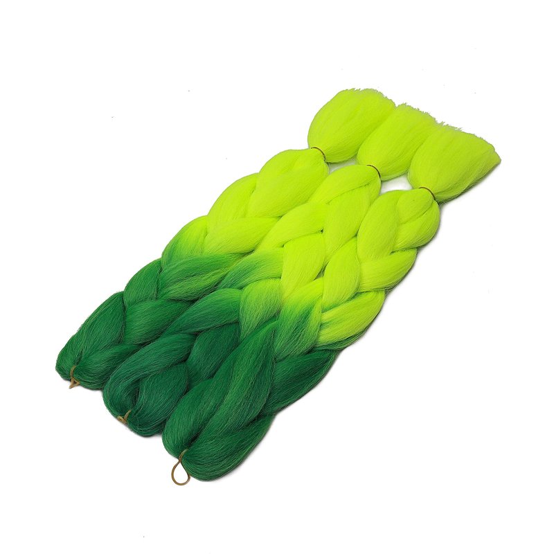 Benehair Ombre Braiding Hair 5 Bundles/lot 24inch Jumbo Braiding Hair Extensions High Temperature Synthetic Braid Hair Braiding Hair Pre Stretched Braid Extensions (Dark Green+Yellowish Green)