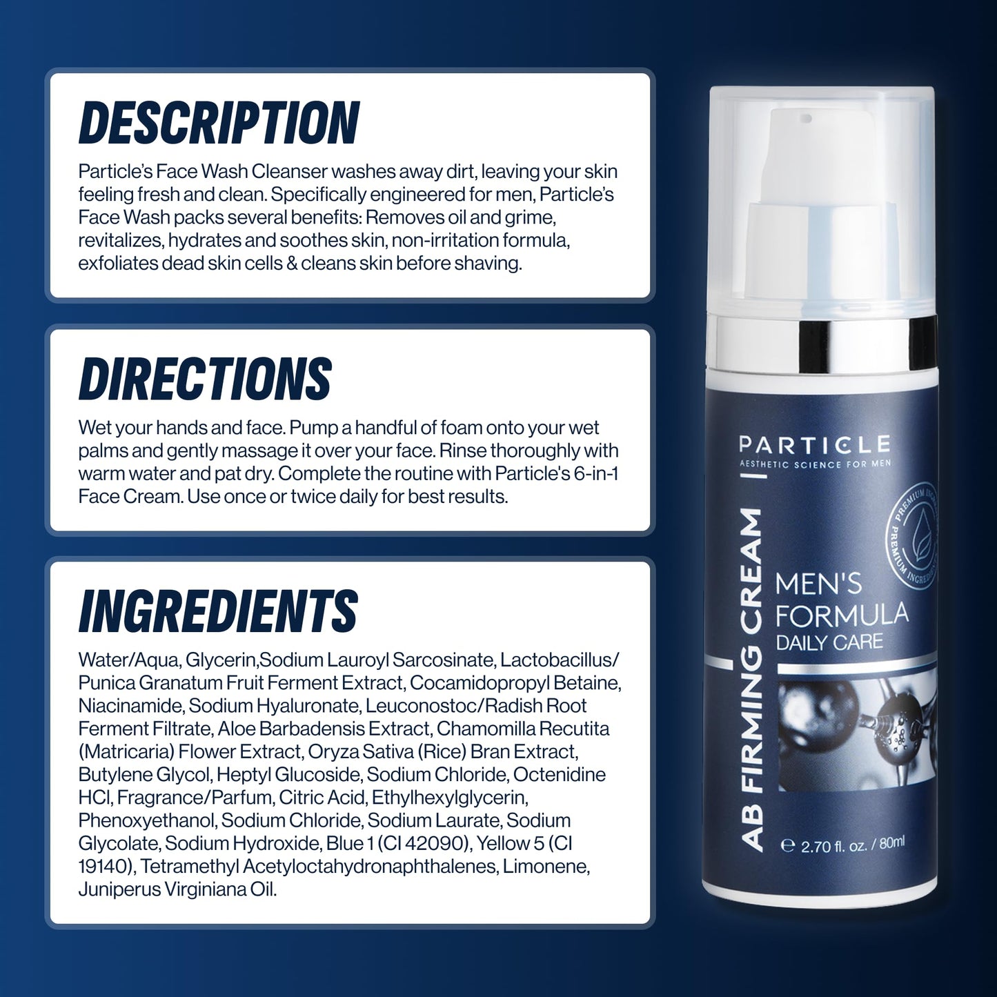 Particle Mens Face Wash - Anti Aging Face Cleanser for Men (5.07 Oz) - Daily Moisturizing Face Wash for Men - Revitalizes, Hydrates & Soothes, All Skin Types & All Ages