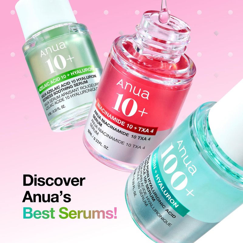 Anua Serum Discovery Trio, Hyaluronic Acid, PDRN, Azelaic Acid & TXA Niacinamide Face Serum Kit, Mini Travel Essentials for Soothing & Glass Glow Hydration, Korean SkinCare Gift Set, 0.33 fl.oz x 3 ea