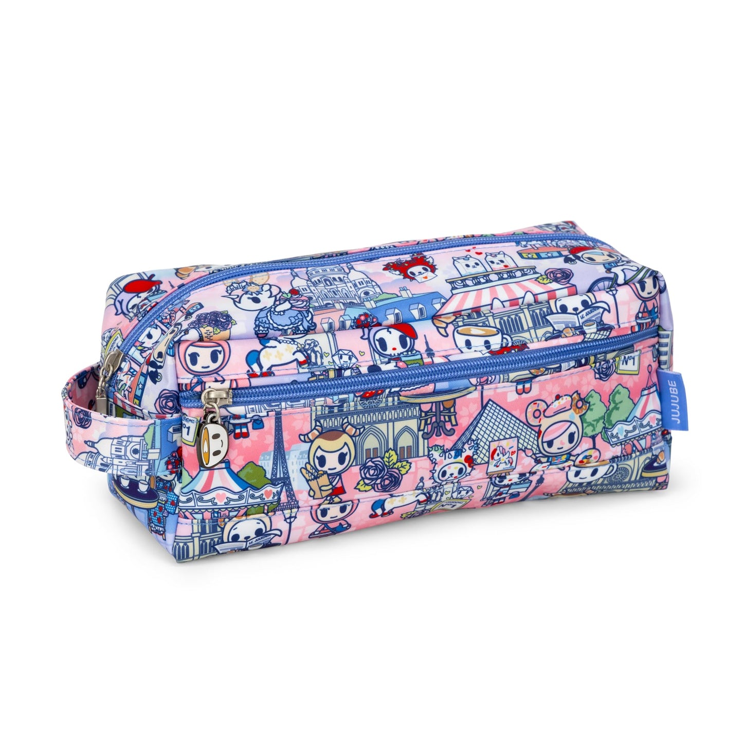 JuJuBe x Tokidoki C'est la vie à Paris Be Dapper Toiletry Cosmetic Bag, Cute Zippered Pouch Bag for Women and Girls, Ideal Organization for Travel, Luggage, School, Work, Machine Washable