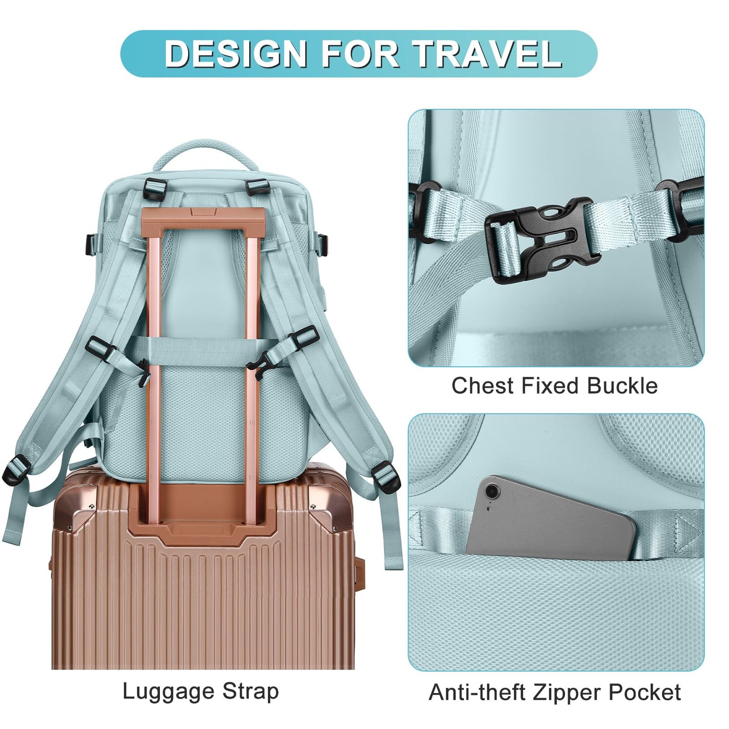 coofay Personal Item Travel Backpack For Women Men Airline Approved Carry On Backpack Flight Approved Waterproof Sports Luggage Backpack Casual Daypack Small Hiking Backpack