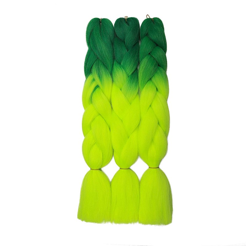 Benehair Ombre Braiding Hair 5 Bundles/lot 24inch Jumbo Braiding Hair Extensions High Temperature Synthetic Braid Hair Braiding Hair Pre Stretched Braid Extensions (Dark Green+Yellowish Green)