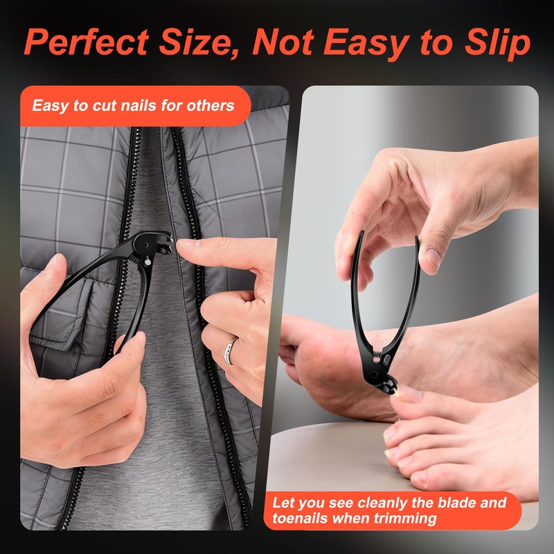 Kingfun Long Handled Toenail Clippers for Seniors - Ergonomic Non-Slip Grip Toe Nail Clippers for Thick Nails for Elderly with Pro-Grade Steel File