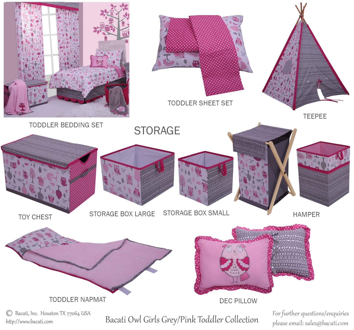 Bacati Owls Girls Pink Plush Blanket, Pink/Grey