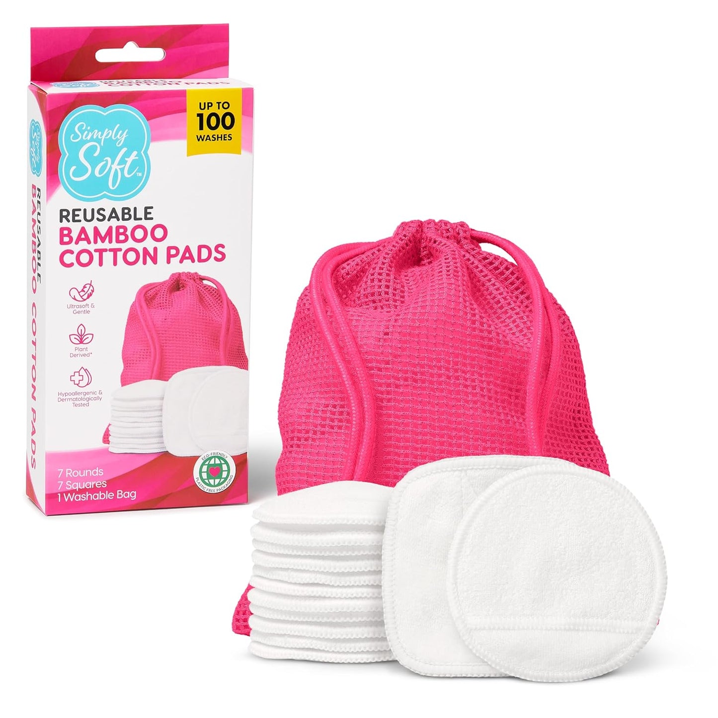 Reusable Cotton Rounds - Makeup Remover Pads for All Skin Types | 14 Count, Sustainable & Dermatologically Tested