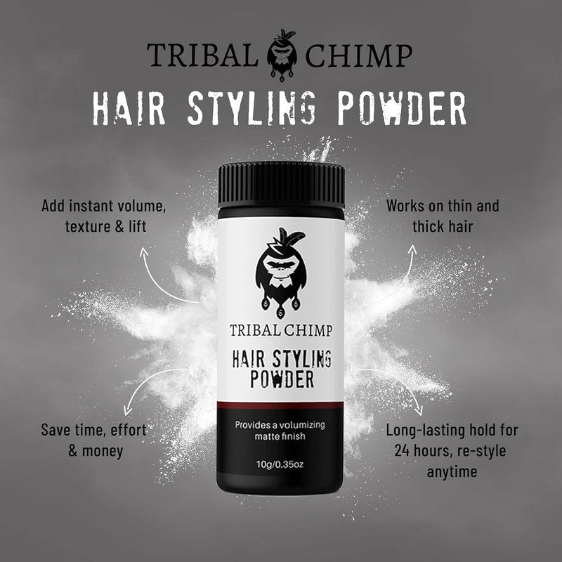 Tribal Chimp Hair Styling Powder - All-Day Invisible Hold Volumizer & Texture Powder | 10g, Matte Finish, 6-Piece Set