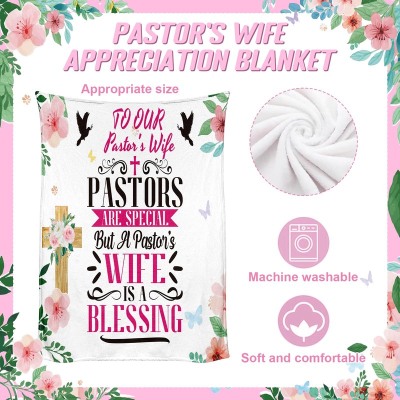 10 Pcs Pastor's Wife Appreciation Gifts Christian Religious Gifts with Blanket Christian Makeup Bag Tote Bag Pen Notebook Cup Aromatherapy Keychain Bookmarks Card Mother's Day Thank You Gift