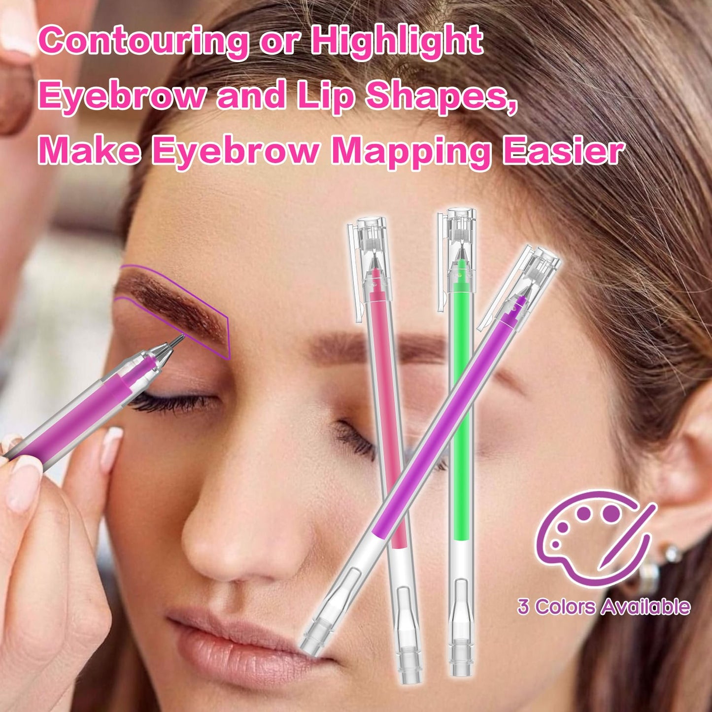 QUEEJOY Brow Mapping Pen, Unique Colors Eyebrow Lip Positioning Tool, Gel Pen for Brow Mapping, Brow Lamination Supplies for Mapping on Eyebrow Lip Skin