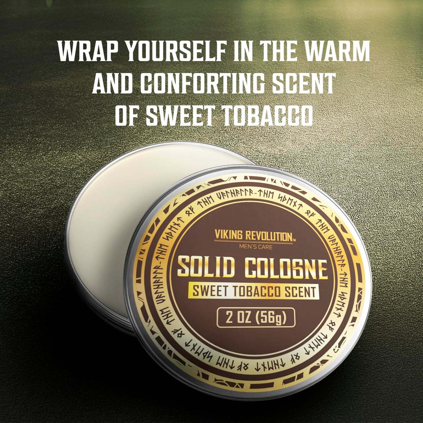 Viking Revolution Sweet Tobacco Solid Cologne for Men - 2 Oz Balm Perfume - Travel Wax (1 Pack)