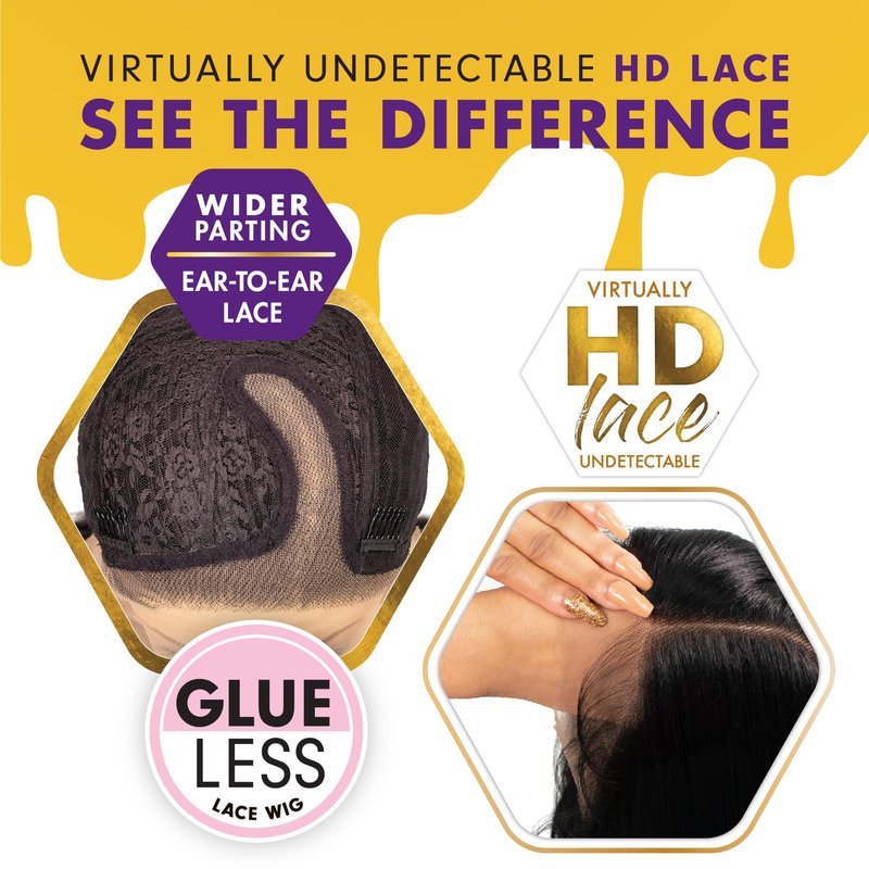 Sensationnel Butta Lace Wigs - Unit 1 Extra Wide 5 Inch Deep Parting Synthetic Preplucked Hairline Glueless Lacefront (1B OFFBLACK)