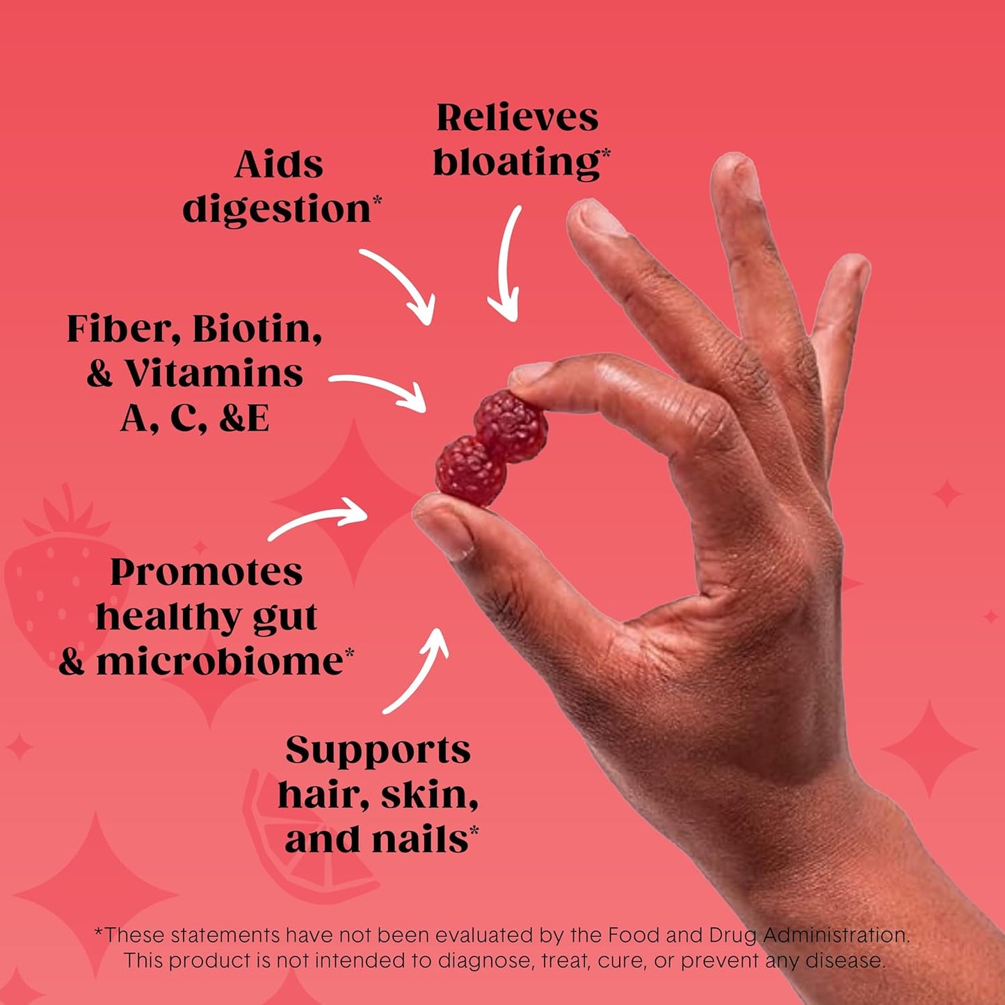 Super Fiber Gummies - Sugar-Free Beauty Supplement with Biotin & Vitamins A, C, E | Supports Digestive Health & Skin - 60 Count
