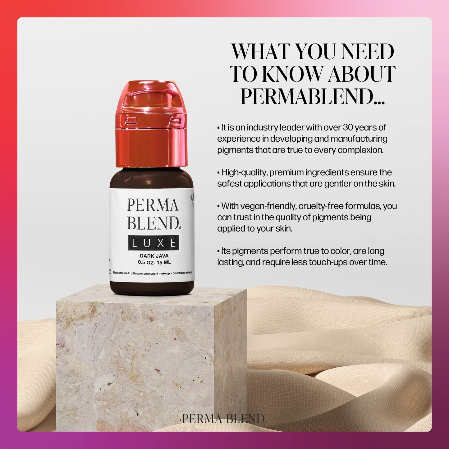 Perma Blend Luxe - Dark Java - Vegan Lip Tattoo Ink - Warm Brown Microblading Pigment with Medium-High Opacity - for Lip Blush & Permanent Makeup - Cruelty-Free (0.5 oz)