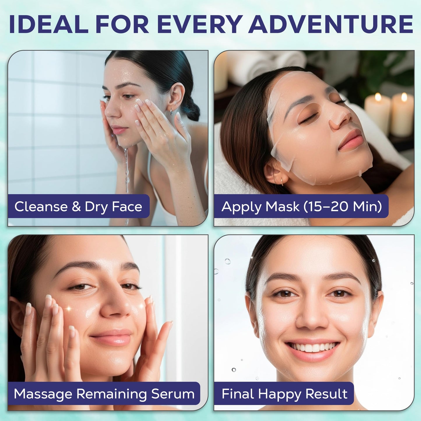 KANATIA Beauty Face Mask Skin Care, ADD Glacial Caviar Hydrating Anti-Aging for Dry & Sensitive Skin and ALL Skin Types, with Glacier Water, Green Sea Grapes, Vitamin C, Aloe Vera & Hyaluronic Acid, Anti-aging Face Mask