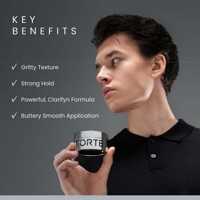 Alex Costa Forte Series Chrome Clay – Strong Hold Hair for Men | Matte Finish, Volumizing & Texture Enhancing | Kaolin, Biotin & Aloe Vera | Lightweight, Reworkable & Easy Wash-Out | 2.5oz