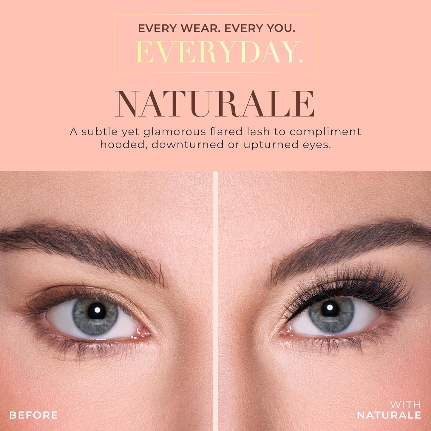 Lilly Lashes Naturale Faux Mink Cat Eye Eyelashes - Reusable Wispy 13mm Black Pair