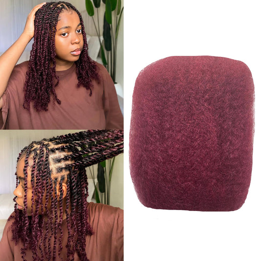 Afro Kinkys Bulk Human Hair For Braiding Afro Kinky-Curly Human Hair Bulk For Mini Twist Hair 14Inchs 50g/pack Bulk Human Braiding Hair For Micro Locs Extensions (99J, 14Inchs,50g/pack)