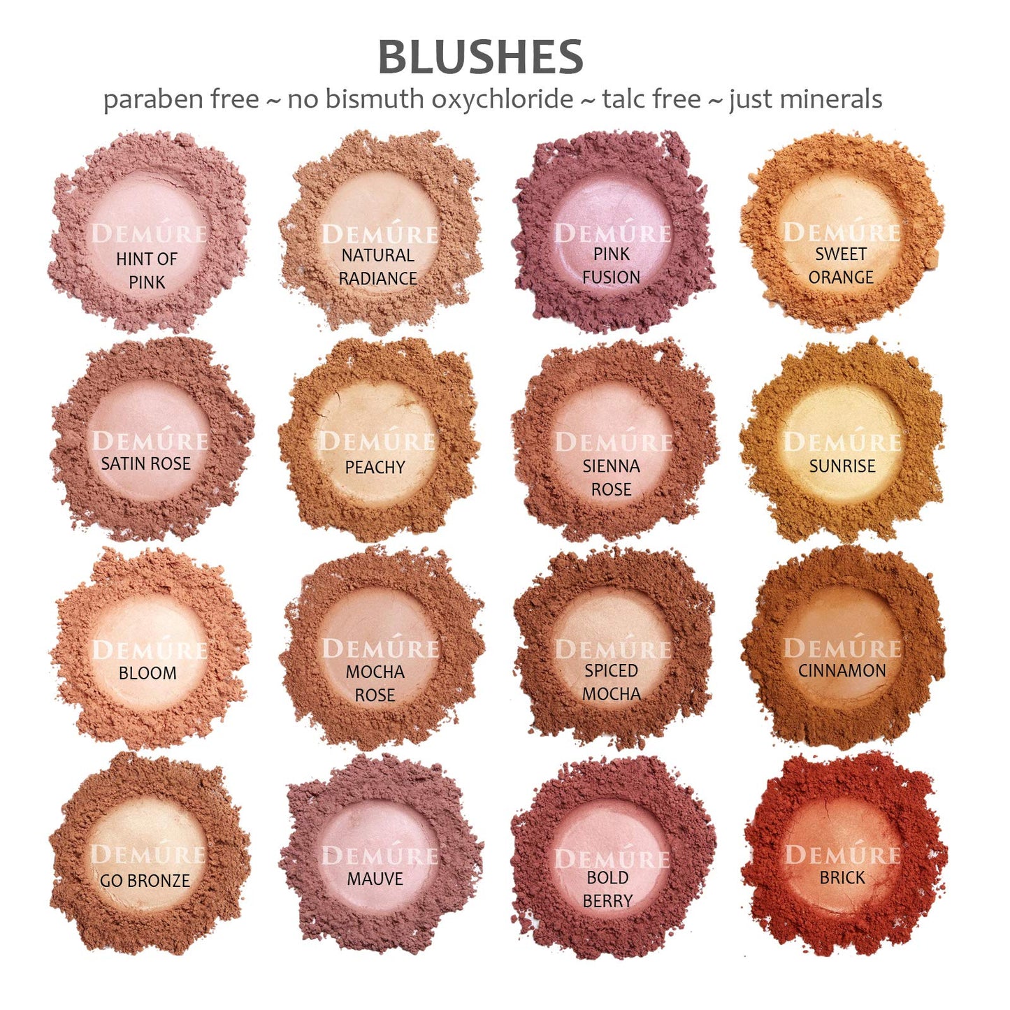 Mineral Make Up Blush, Loose Powder Makeup, Professional, Cruelty Free Makeup, Blush Powder By Demure (Spiced Mocha)