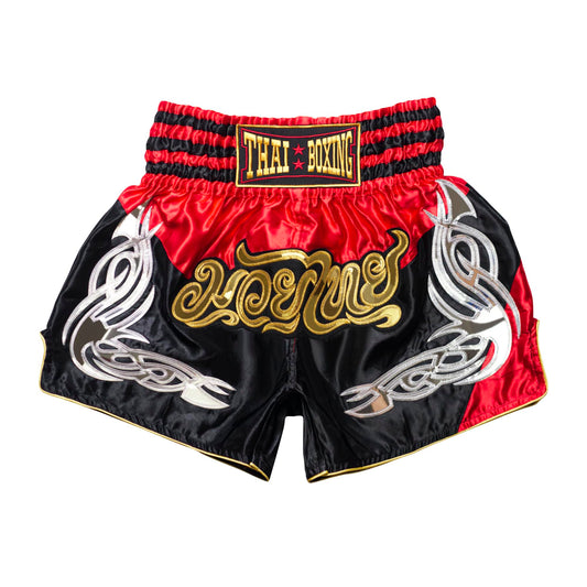 SIAMKICK Classic Muay Thai Shorts for Men Women Boxing Kickboxing High Grade MMA Fight Clothing Training Workout Trunks (M, Black/Red)