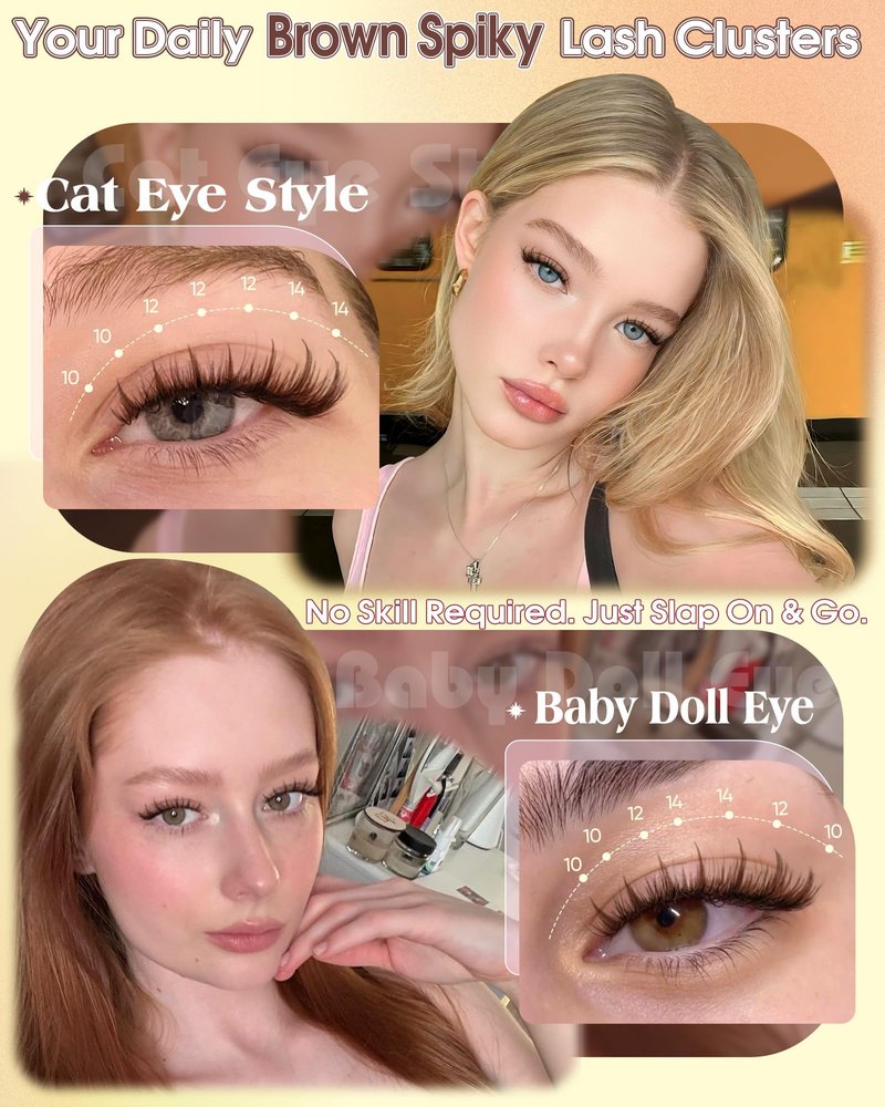 Brown Lash Clusters Manga Eyelash Clusters Dark Brown Wispy Cluster Eyelash Extensions Short 10-14mm Fairy Individual Lashes Natural Anime Lashes Extensions 160PCS by zenotti