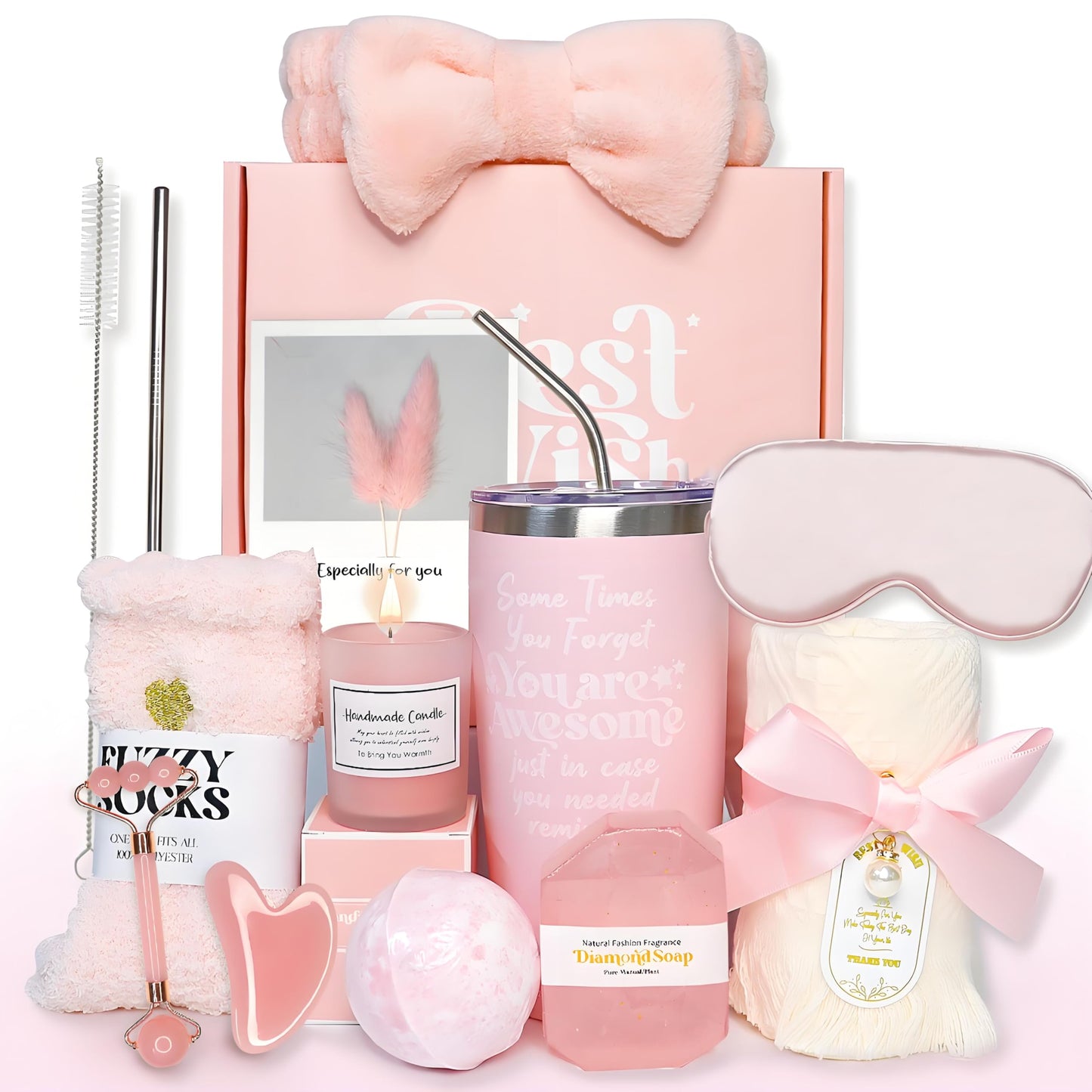 Birthday Gifts for Women, Self Care Gifts, Get Well Soon Gift Baskets for Women, Relaxing Spa Gift Basket Set, Unique Gifts for Friends, Mom, Coworker, Wife, Care Set for Mother's Day, Christmas