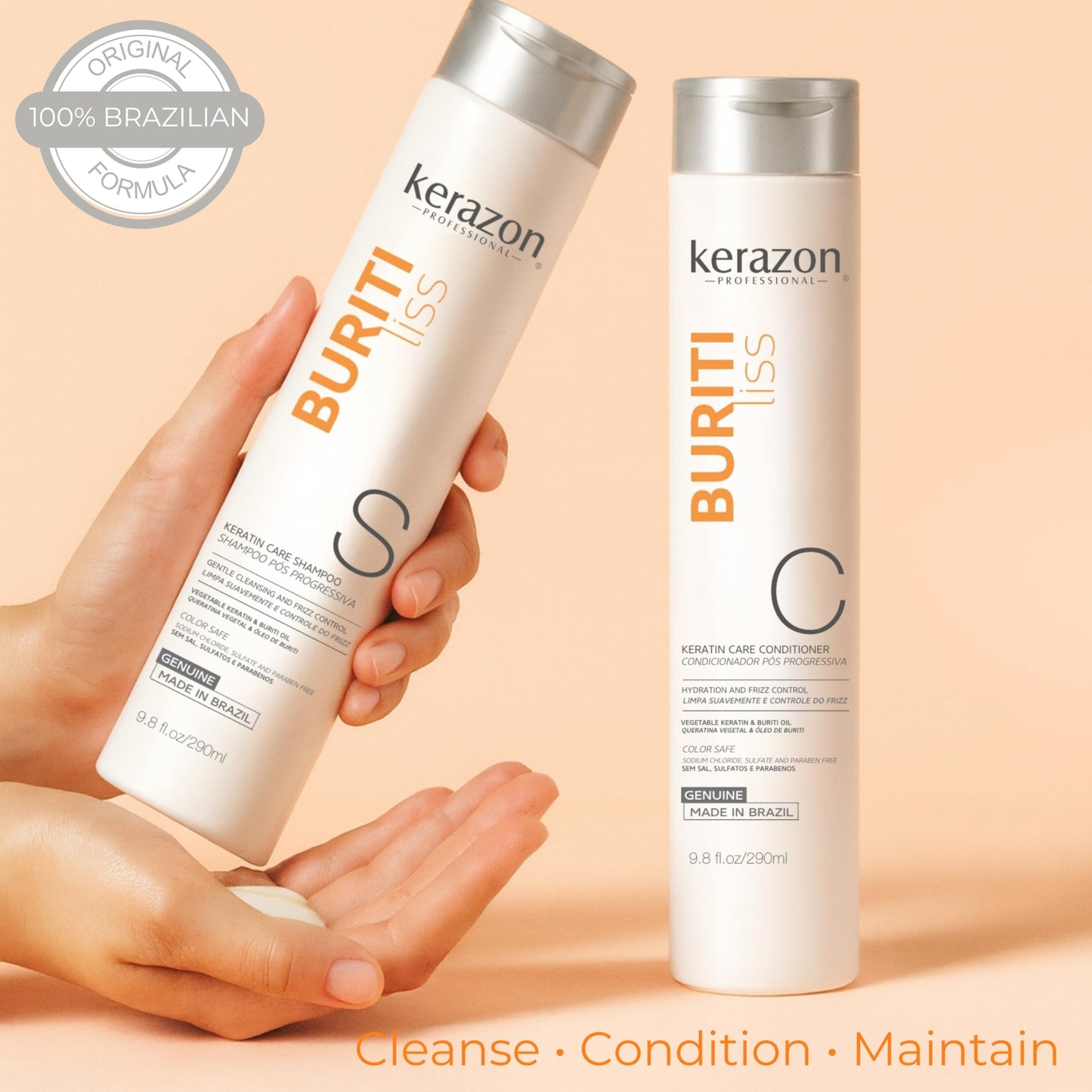 Sulfate Free Anti Frizz Color Safe Keratin Care Shampoo & Conditioner DUAL pack. Imported.
