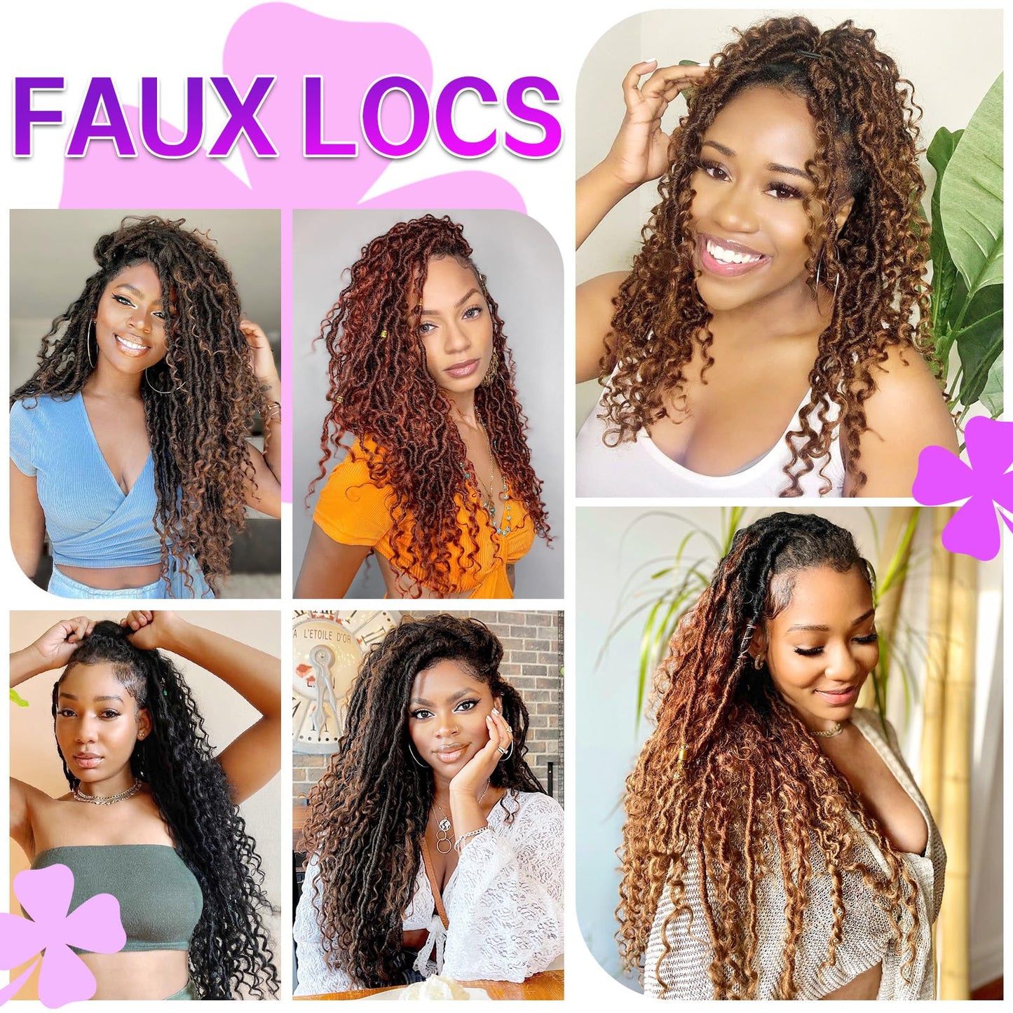 Goddess Locs Crochet Hair 12Inch 8Packs Pre Looped Faux Locs Crochet Hair with Curly Ends Bohemian Crochet Braids Hair for Black Women 1B