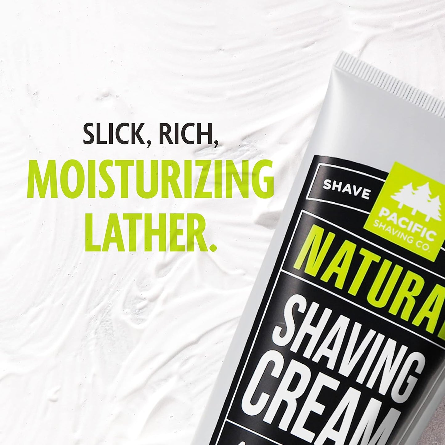 Pacific Shaving Company Natural Shaving Cream - Hydrating Shea Butter & Vitamin E Formula for Sensitive Skin | 7 Oz, 2 Pack
