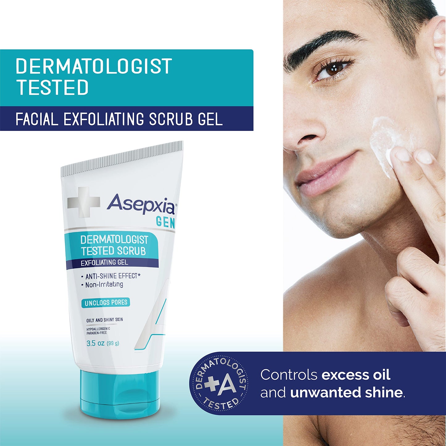 Asepxia GEN Facial Exfoliating Scrub Gel for Oily Skin with Anti-Brightness Effect, 3.5 Ounce