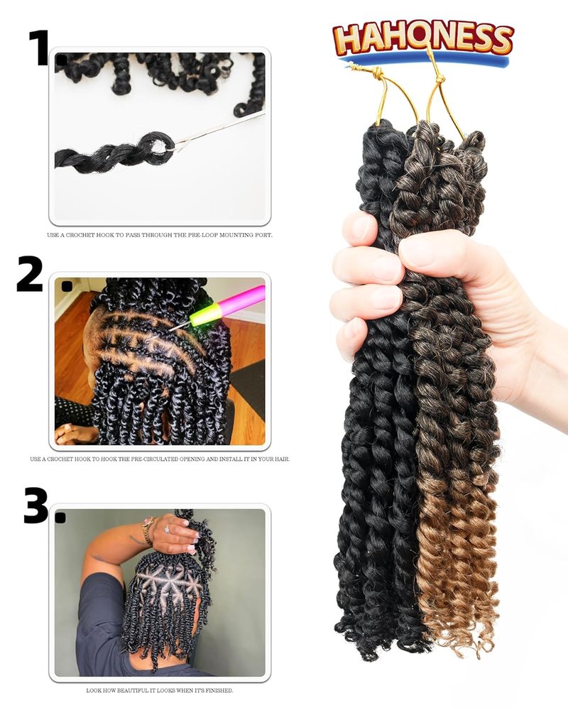 Passion Twist Crochet Hair - 10 Inches, 9 Packs, Super Soft & Bouncy Synthetic Extensions for Black Women | Mixed Color Combo (1B + T1B/27)