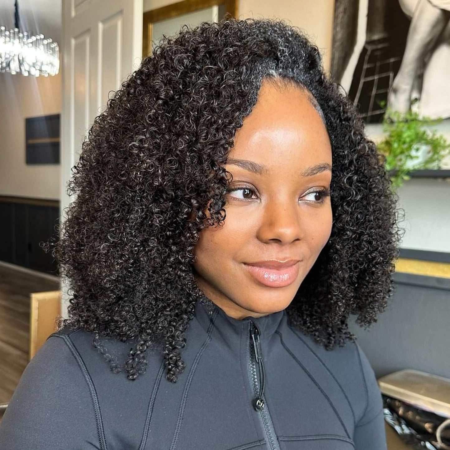 CARA 3 in 1 Half Wig kinky straight/kinky curly, Seamless Flip Over Half Wigs Glueless Wear and Go Beginner Friendly Clip In Hair Drawstring Headband Wig for Women 1B