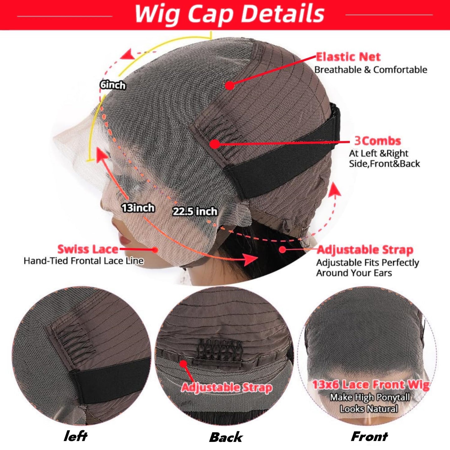 Nakkia Bob Wig Human Hair 13x6 Deep Wave Lace Front Wigs 13x6 Lace Frontal 180% Density Curly Bob Wig Human Hair Pre Plucked for Women Natural Black 8 Inch